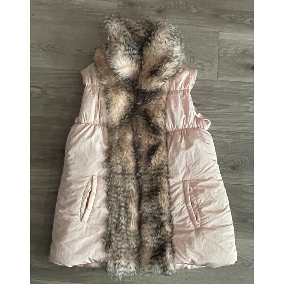 Outdoor Edition by Parkhurst Women Faux Fur Puffer Vest Pink Size Large - Picture 1 of 5